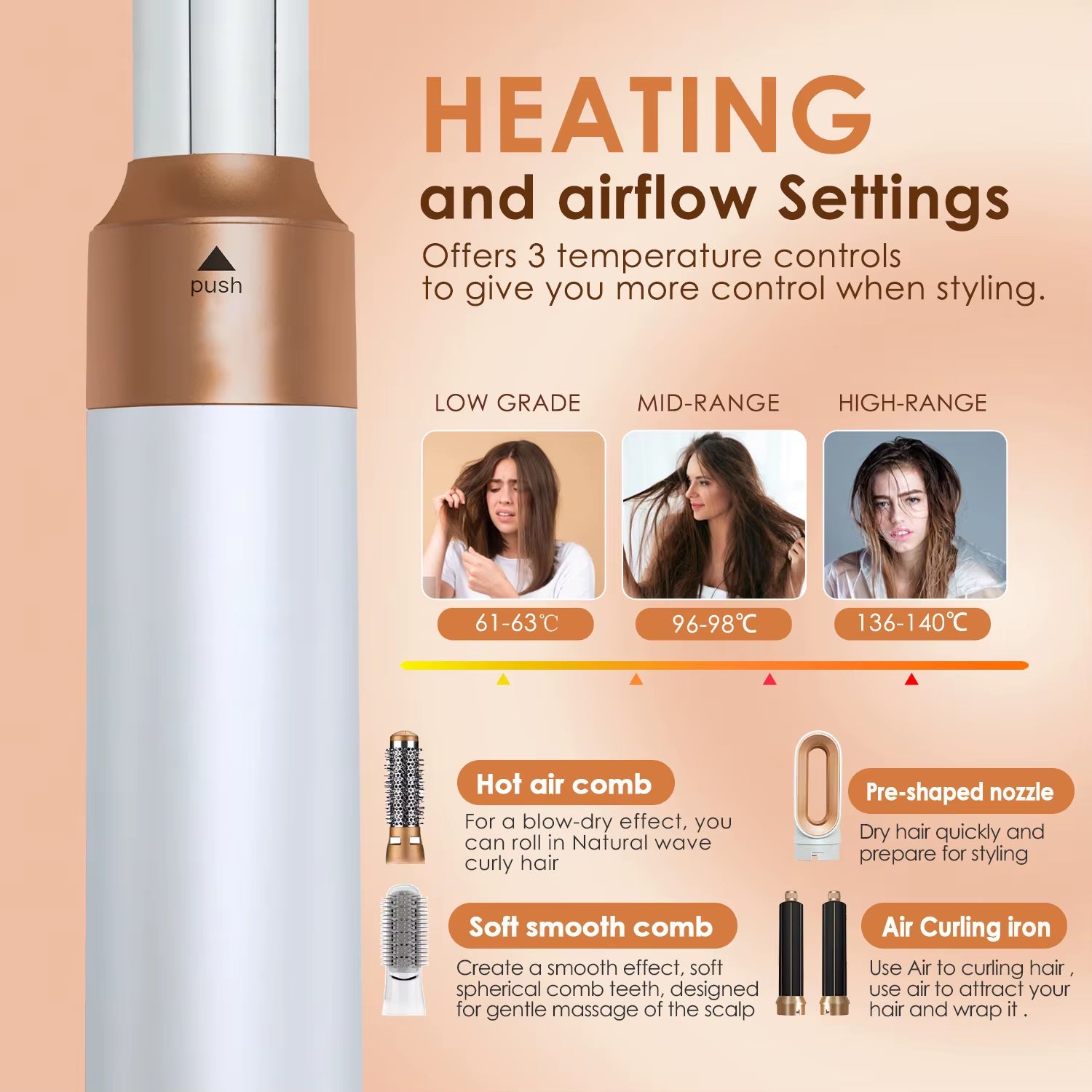 5-In-1 Hair Dryer Air Wrap Hair Straightener Hot Air Comb Barber Multifunctional Professional Hair Styling Tool Festival Gift